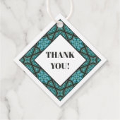 Oosters blauw grijs Arabisch Egypte geometrisch pa Bedankjes Labels (Achterkant)