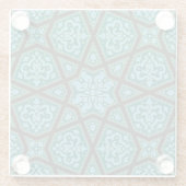 Oosters blauw grijs Arabisch Egypte geometrisch pa Glazen Onderzetter (Achterkant)