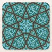 Oosters blauw grijs Arabisch Egypte geometrisch pa Kartonnen Onderzetters (Voorkant)