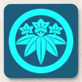 Oosters Blauw Kamakura Minamoto Japan Mon Vector Bier Onderzetter (Voorkant)