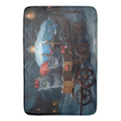 Oosters Blauw Kat Snowy Sleigh Kerst Decor Badmat (Voorkant Verticaal)