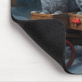 Oosters Blauw Kat Snowy Sleigh Kerst Decor Muismat (Hoek)