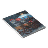 Oosters Blauw Kat Snowy Sleigh Kerst Decor Notitieblok (Schuin)