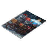 Oosters Blauw Kat Snowy Sleigh Kerst Decor Notitieboek (Linkerzijde)