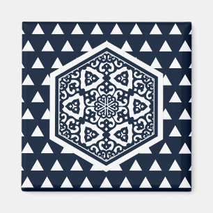 Oosters Blauw Ottomaans Turks Tracery Vector Kunst Magneet