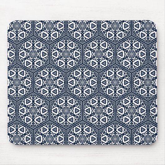 Oosters Blauw Ottomaans Turks Tracery Vector Kunst Muismat (Voorkant)