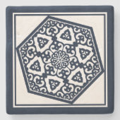 Oosters Blauw Ottomaans Turks Tracery Vector Kunst Stenen Onderzetter (Voorkant)