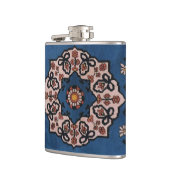 Oosters Blauw Perzisch Turks Patroon, Tapijt Heupfles (Links)