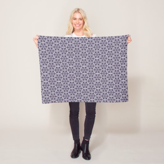 Oosters Blauw Turks Rozet Geometrische Kunst Fleece Deken (In situ)