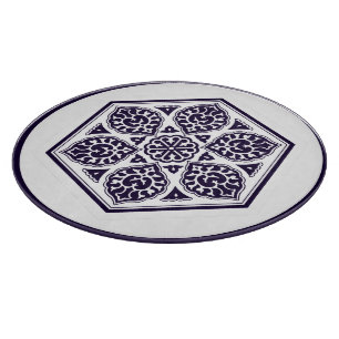 Oosters Blauw Turks Rozet Geometrische Kunst Snijplank