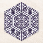 Oosters Blauw Turks Rozet Geometrische Vector Art Kartonnen Onderzetters (Voorkant)