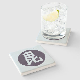 Oosters Blauw Uesugi Mon Japans samoerai clan Stenen Onderzetter