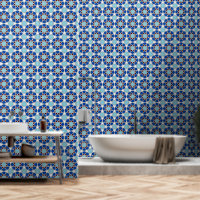Oosters Blauw Wit Marokkaans Geometrisch Arabesk