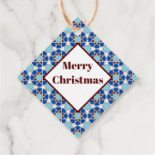 Oosters blauw wit Marokkaans geometrisch patroon Bedankjes Labels (Achterkant)