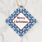 Oosters blauw wit Marokkaans geometrisch patroon Bedankjes Labels (Voorkant)
