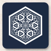 Oosters Blauw Wit Ottomaans Turks Tracery Art Bier Onderzetter (Voorkant)