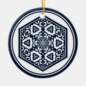 Oosters Blauw Wit Ottomaans Turks Tracery Art Keramisch Ornament (Voorkant)