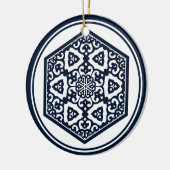 Oosters Blauw Wit Ottomaans Turks Tracery Art Keramisch Ornament (Links)