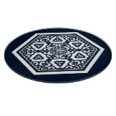 Oosters Blauw Wit Ottomaans Turks Tracery Art Snijplank (Hoek)