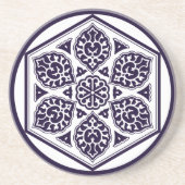 Oosters Blauw Wit Ottomaans Turks Tracery Art Zandsteen Onderzetter (Voorkant)