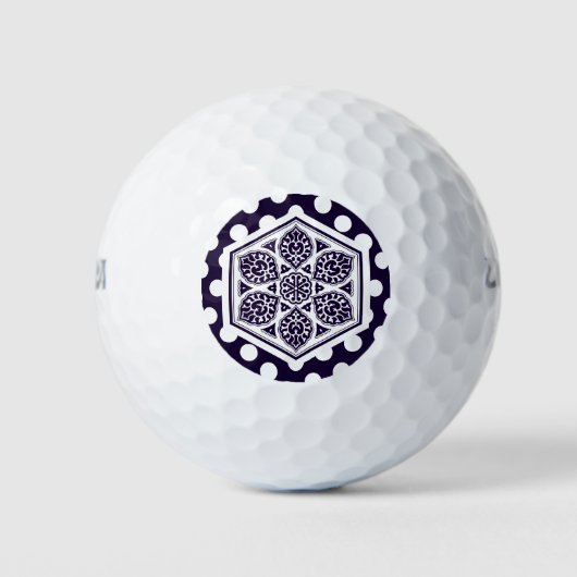Oosters Blauw Wit Turks Rozet Geometrische Kunst Golfballen (Voorkant)