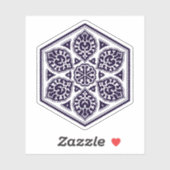 Oosters Blauw Wit Turks Rozet Geometrische Kunst Sticker (Vel)