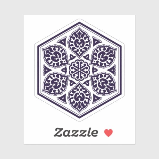 Oosters Blauw Wit Turks Rozet Geometrische Kunst Sticker (Vel)