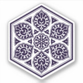 Oosters Blauw Wit Turks Rozet Geometrische Kunst Sticker (Voorkant)