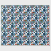 Oosters Blauwe Kat Zittend In Sneeuwkerst Pet Cadeaupapier (Vlak)