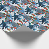 Oosters Blauwe Kat Zittend In Sneeuwkerst Pet Cadeaupapier (Hoek)
