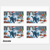 Oosters Blauwe Kat Zittend In Sneeuwkerst Pet Rechthoekige Sticker (Vel)