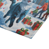 Oosters Blauwe Kat Zittend In Sneeuwkerst Pet Snijplank (Hoek)