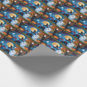 Oosters Blauwe Katten Pompoen Halloween Grappig Cadeaupapier (Hoek)
