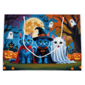 Oosters Blauwe Katten Pompoen Halloween Grappig Groot Cadeauzakje (Voorkant)