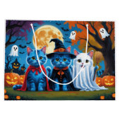 Oosters Blauwe Katten Pompoen Halloween Grappig Groot Cadeauzakje (Achterkant)