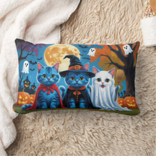Oosters Blauwe Katten Pompoen Halloween Grappig Kussen
