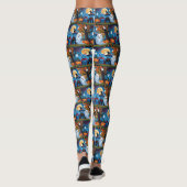 Oosters Blauwe Katten Pompoen Halloween Grappig Leggings (Achterkant)