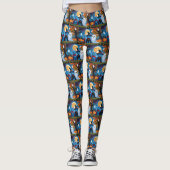Oosters Blauwe Katten Pompoen Halloween Grappig Leggings (Voorkant)