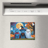 Oosters Blauwe Katten Pompoen Halloween Grappig Magneet (Insitu (Vaatwasser))