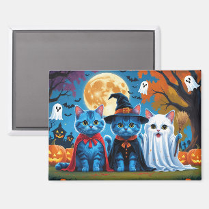 Oosters Blauwe Katten Pompoen Halloween Grappig Magneet