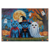 Oosters Blauwe Katten Pompoen Halloween Grappig Snijplank (Voorkant)
