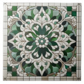 Oosters bloemenmozaïek Ornament Tegeltje (Voorkant)