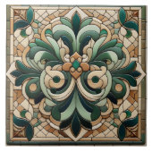 Oosters bloemenmozaïek Ornament Tegeltje (Voorkant)