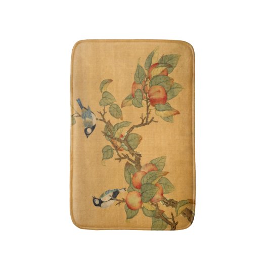 Oosters-Chinese vogels en fruit Badmat (Voorkant Verticaal)