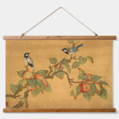 Oosters-Chinese vogels en fruit Hangend Wandkleed (Voorkant)