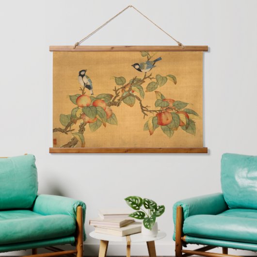 Oosters-Chinese vogels en fruit Hangend Wandkleed (Woonkamer)