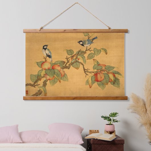 Oosters-Chinese vogels en fruit Hangend Wandkleed (Slaapkamer)