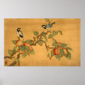 Oosters-Chinese vogels en fruit Poster (Voorkant)