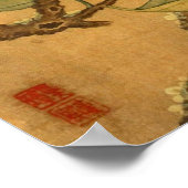 Oosters-Chinese vogels en fruit Poster (Hoek)