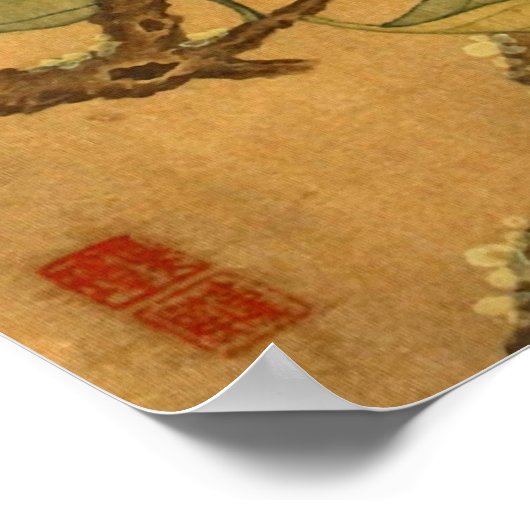 Oosters-Chinese vogels en fruit Poster (Hoek)